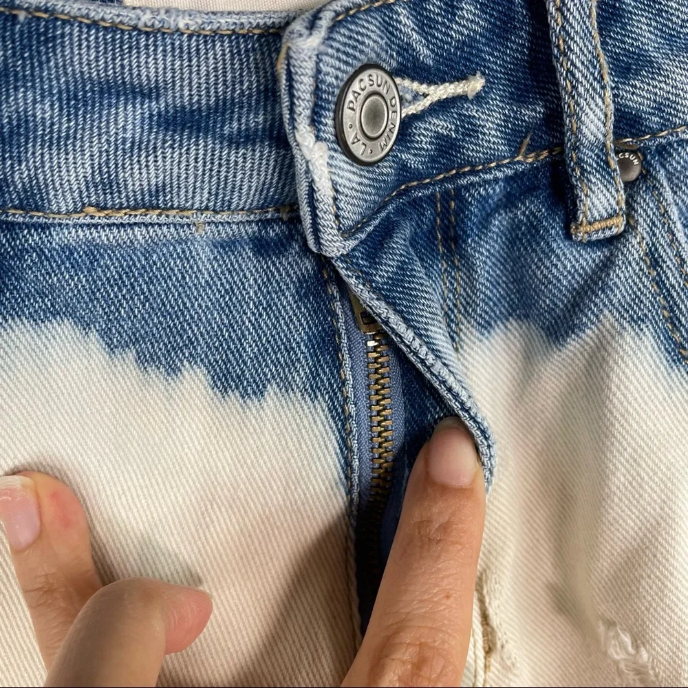 Pacsun High Rise Acid Wash Distressed Denim Short